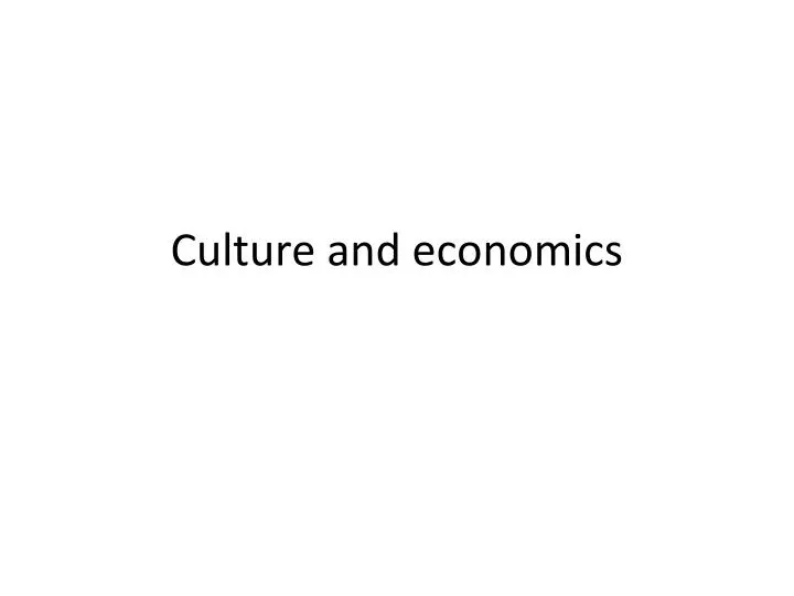 culture and economics
