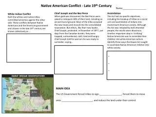 Native American Conflict - Late 19 th Century