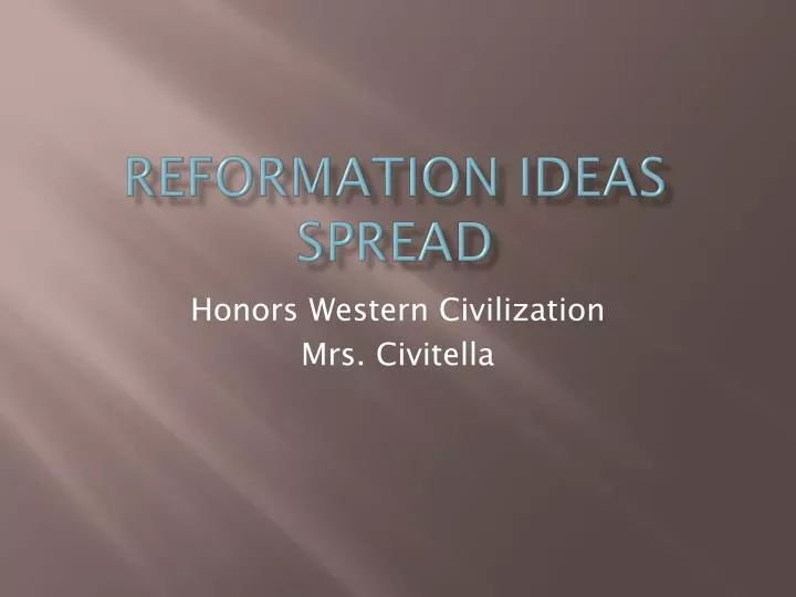 reformation ideas spread
