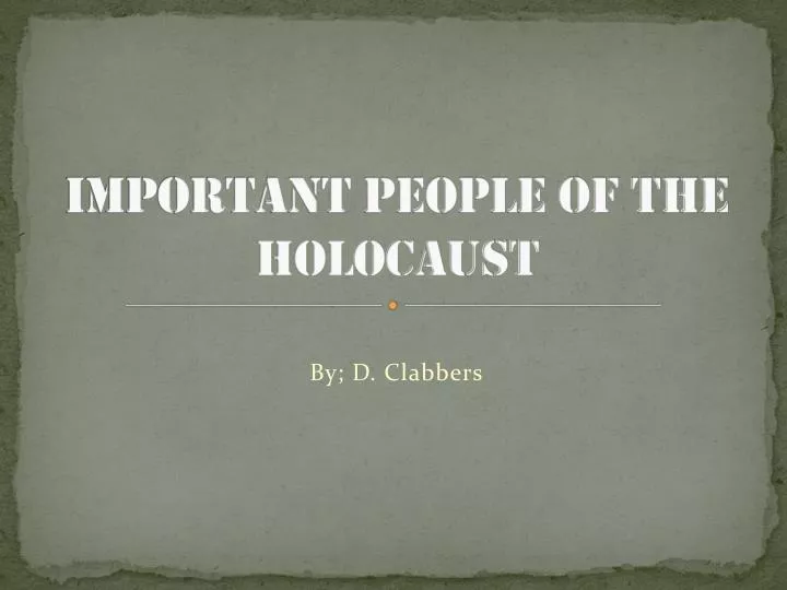 important people of the holocaust