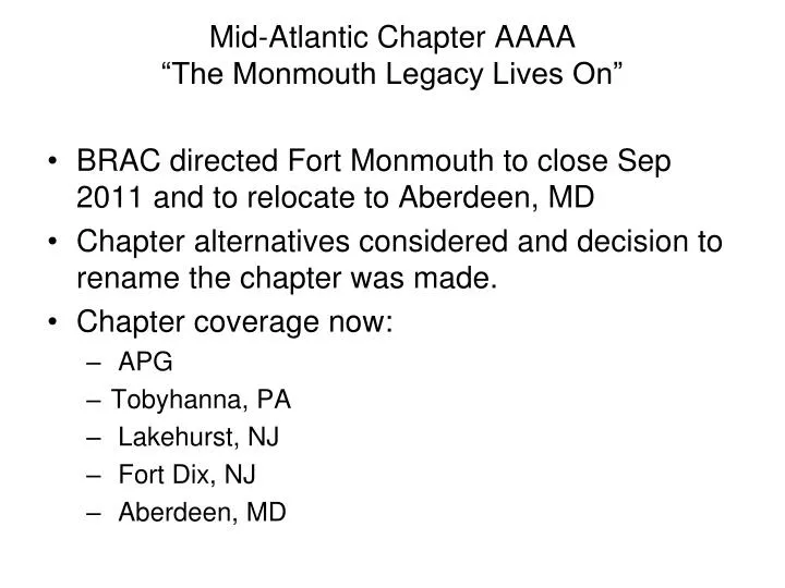mid atlantic chapter aaaa the monmouth legacy lives on