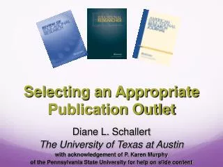 Selecting an Appropriate Publication Outlet