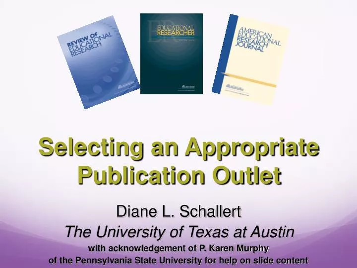 selecting an appropriate publication outlet