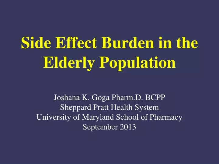 side effect burden in the elderly population