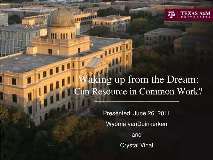 waking up from the dream can resource in common work