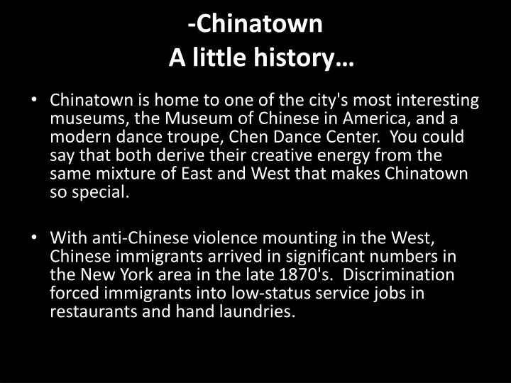 chinatown a little history