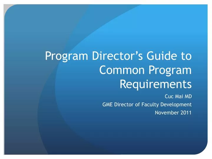 program director s guide to common program requirements