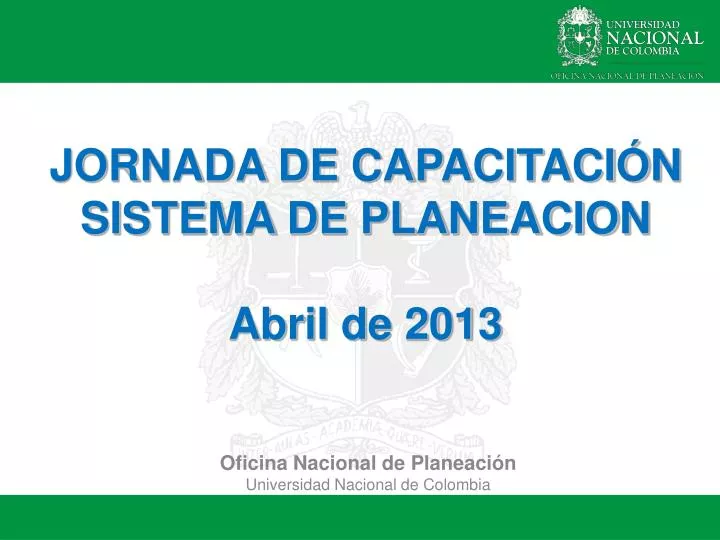 oficina nacional de planeaci n universidad nacional de colombia