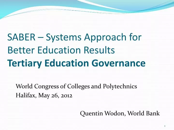 saber systems approach for better education results tertiary education governance