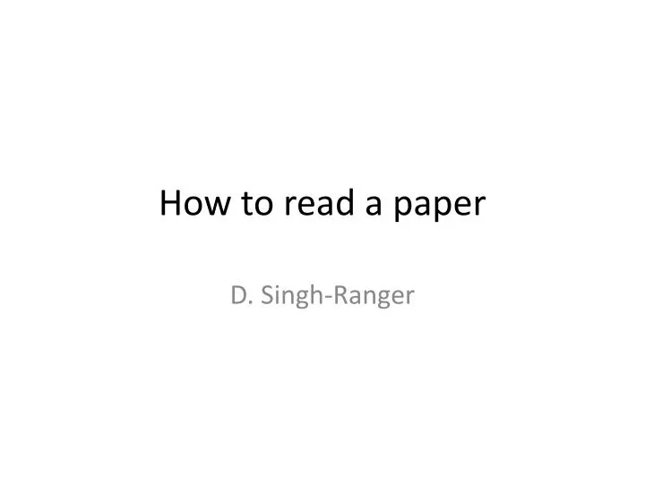 how to read a paper
