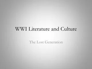 wwi literature and culture