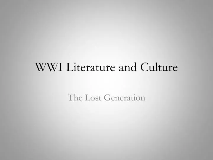 wwi literature and culture