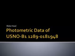 Photometric Data of USNO-B1 1289-0181948