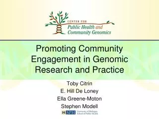 Promoting Community Engagement in Genomic Research and Practice
