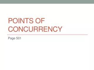 Points of Concurrency