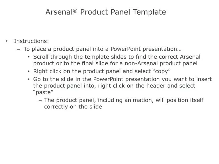 arsenal product panel template