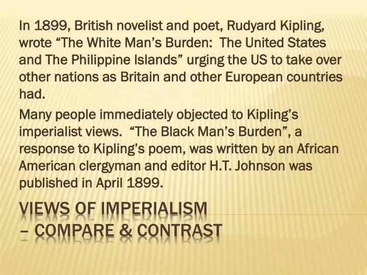 views of imperialism compare contrast