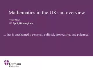 Mathematics in the UK: an overview
