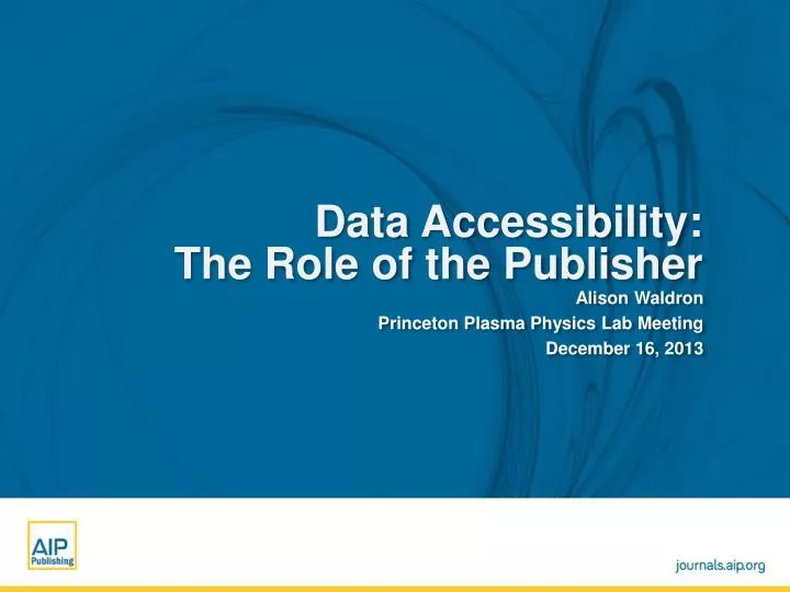 data accessibility the role of the publisher
