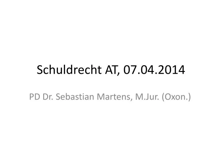 schuldrecht at 07 04 2014