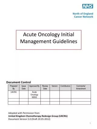 Acute Oncology Initial Management Guidelines