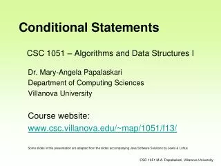 CSC 1051 – Algorithms and Data Structures I