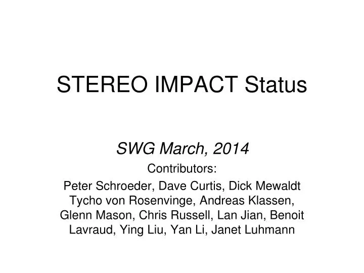 stereo impact status