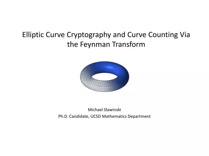 elliptic curve cryptography and curve counting via the feynman transform
