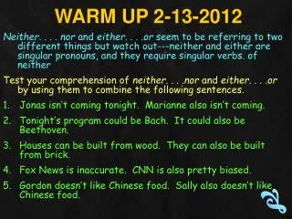 Warm Up 2-13-2012