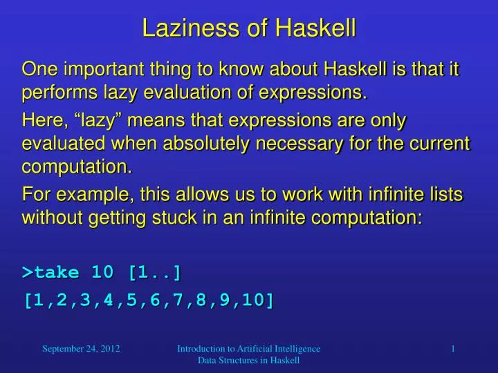 laziness of haskell
