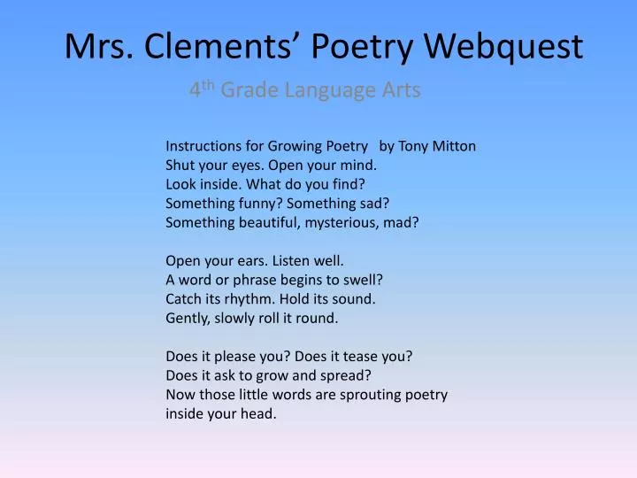 mrs clements poetry webquest