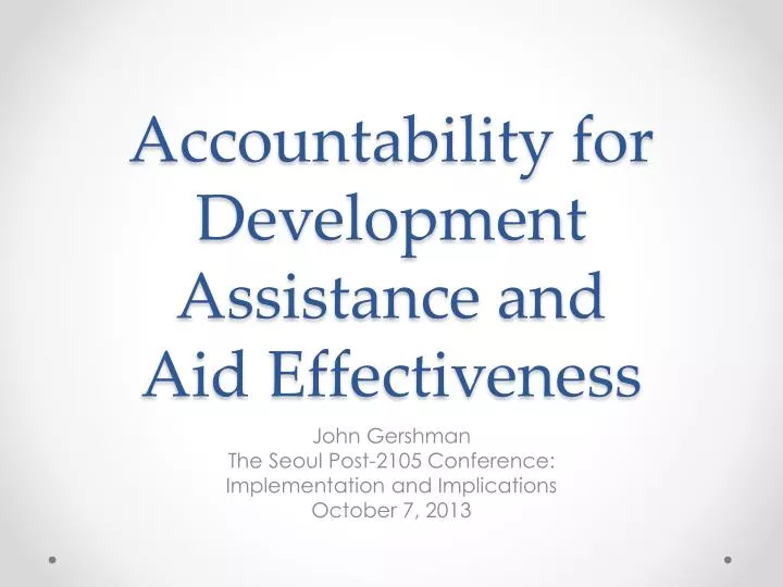 accountability for development assistance and aid effectiveness