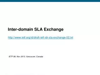 Inter-domain SLA Exchange