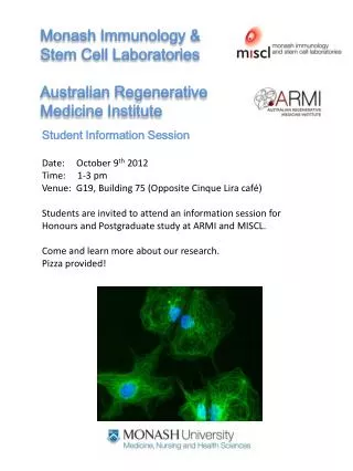 Monash Immunology &amp; Stem Cell Laboratories Australian Regenerative Medicine Institute