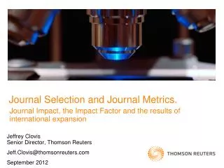 Journal Selection and Journal Metrics.