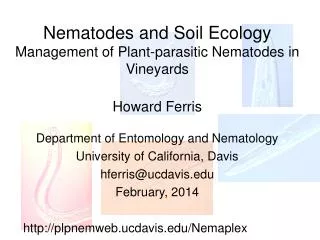 Nematodes and Soil Ecology Management of Plant-parasitic Nematodes in Vineyards