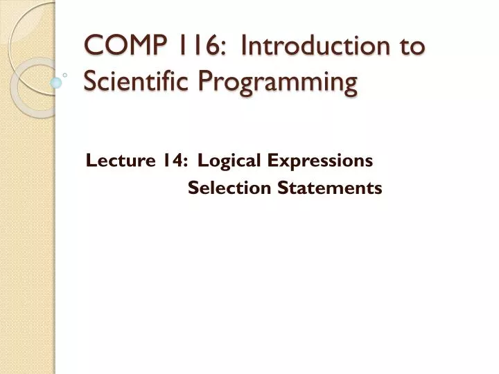 comp 116 introduction to scientific programming