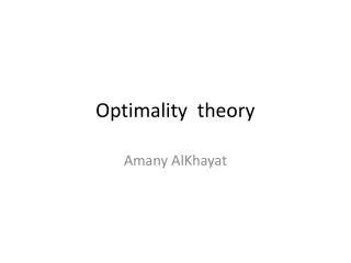 Optimality theory