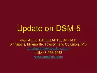 Update on DSM-5