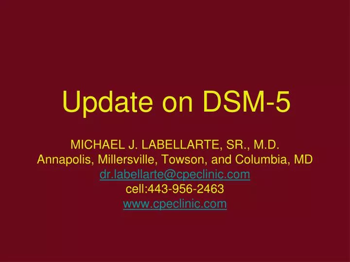 update on dsm 5