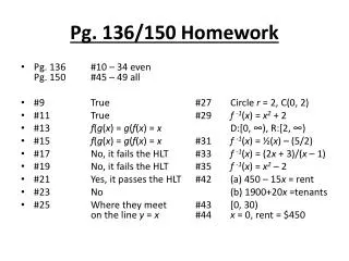 Pg. 136/150 Homework