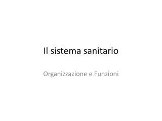 il sistema sanitario