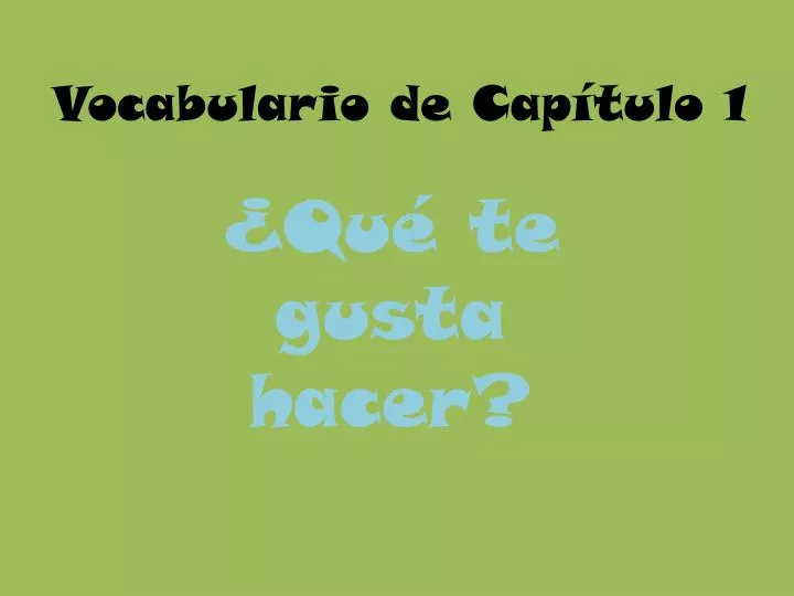 vocabulario de cap tulo 1