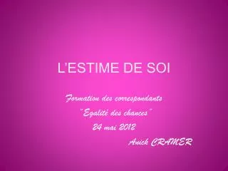 l estime de soi
