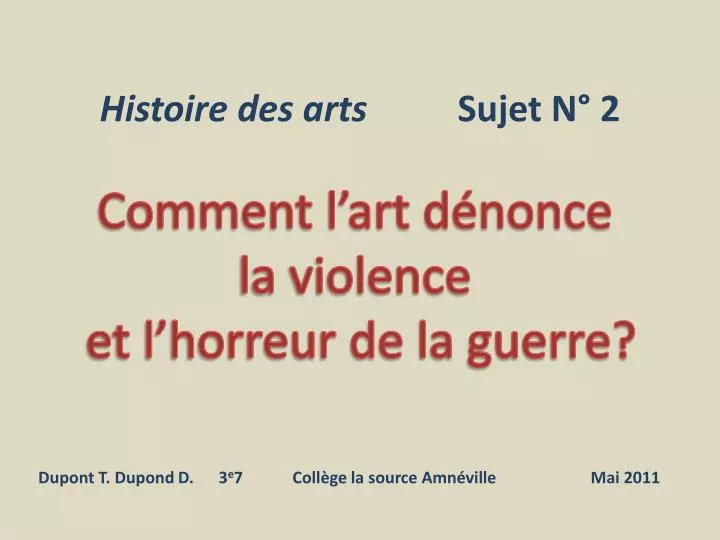 histoire des arts sujet n 2