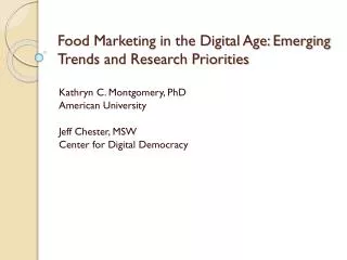 Food Marketing in the Digital Age: Emerging Trends and Research Priorities