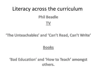 Literacy across the curriculum
