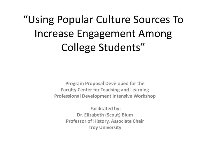 using popular culture sources to increase engagement among college students