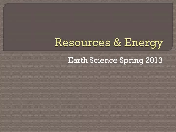 resources energy