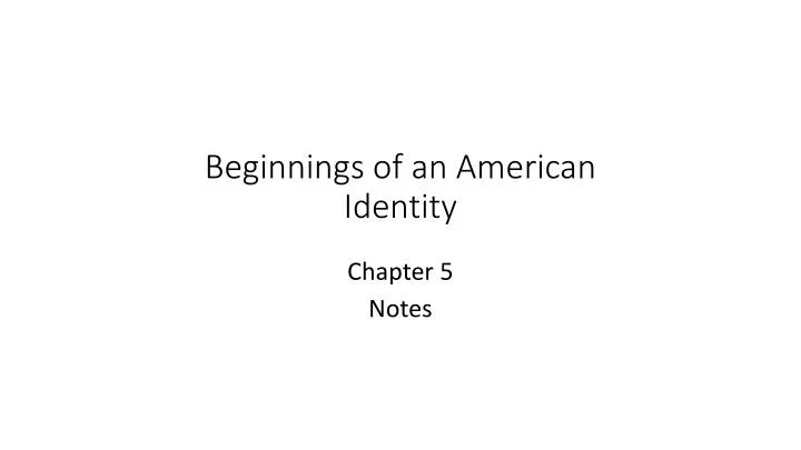 beginnings of an american identity